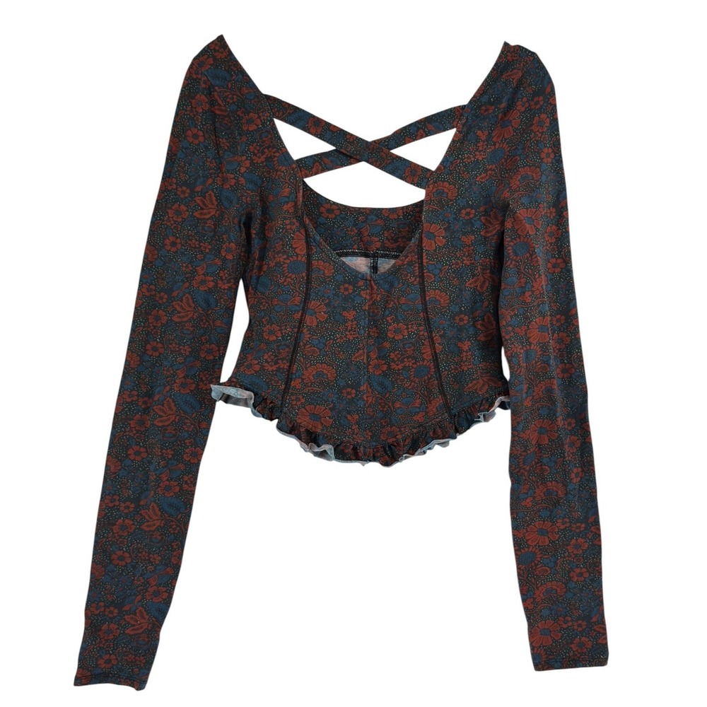 Free People Melanie Open Back Crop Top M  Whimsigoth Boho Festival GUC - Picture 2 of 6